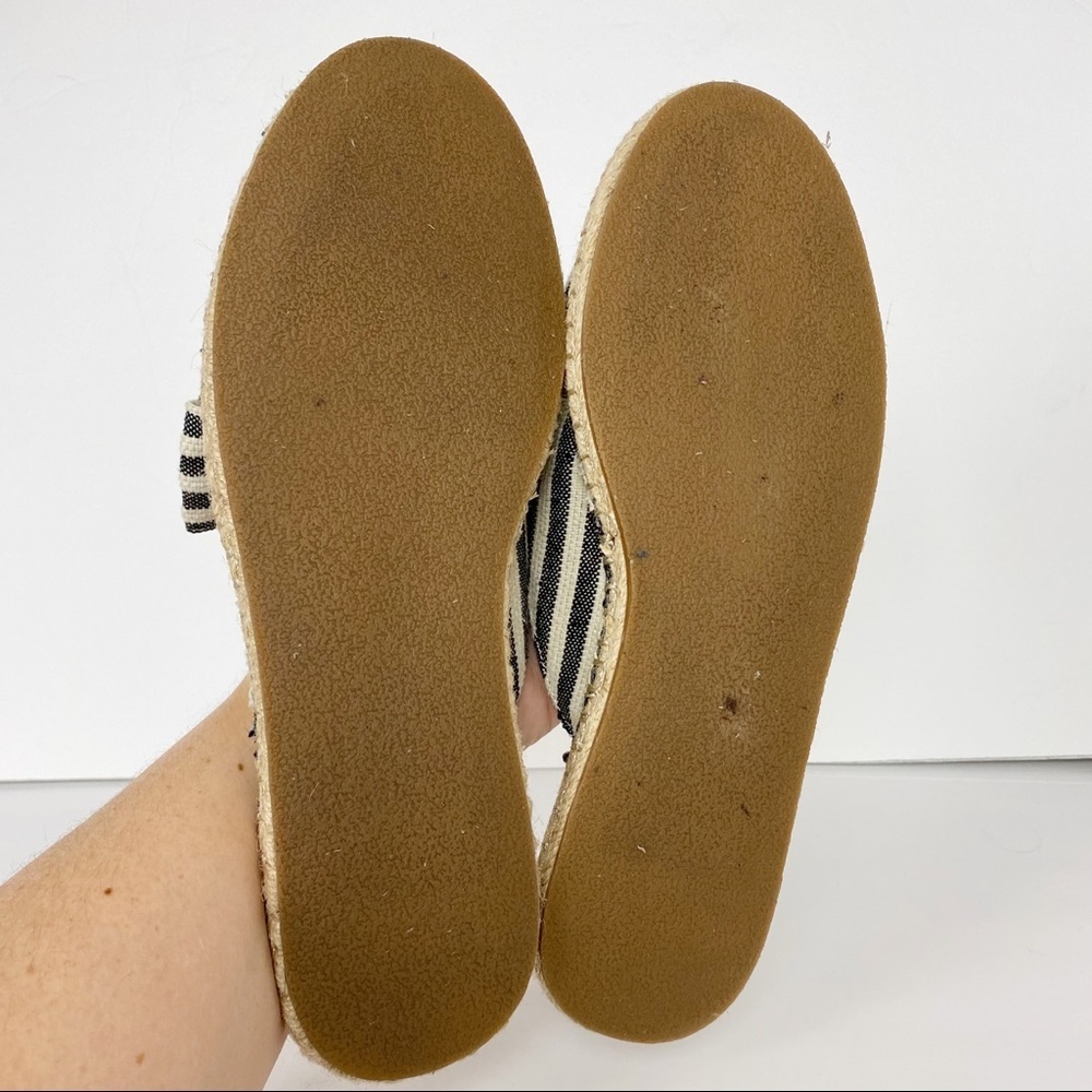 LOFT Canvas Stripe Bow Espadrille Mule Slip-On Shoes Size 10 - Picture 9 of 12